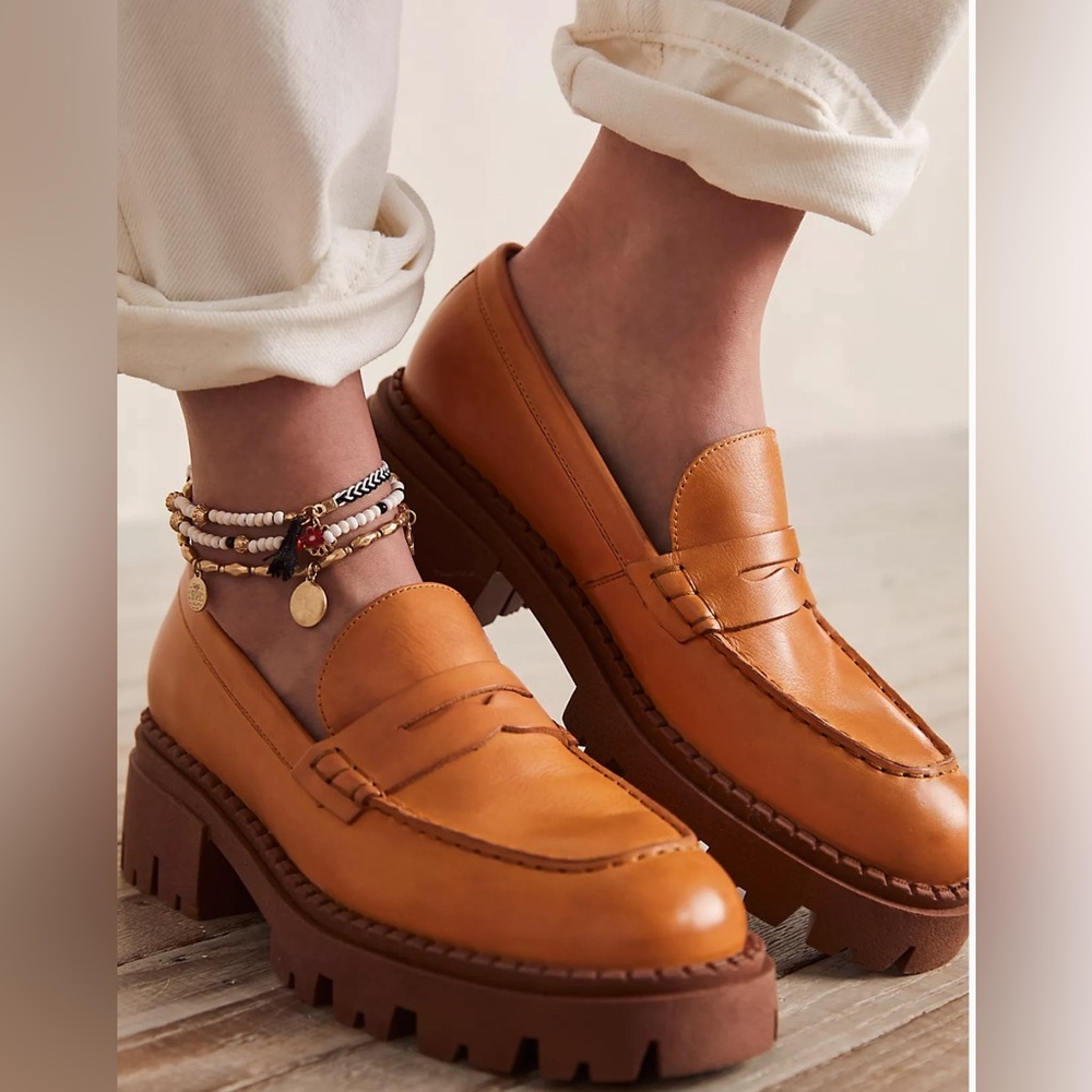 Free People Lyra Lug Sole Loafer Saffron EU 38, US 7.5